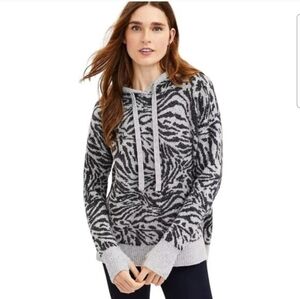 Lou & Grey Zebra Print Sweater Hoodie Tunic Size XL